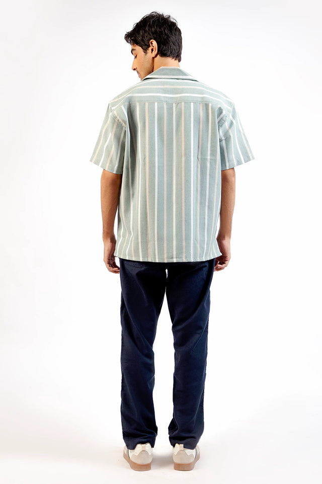 Cuban Collar Striped Shirt