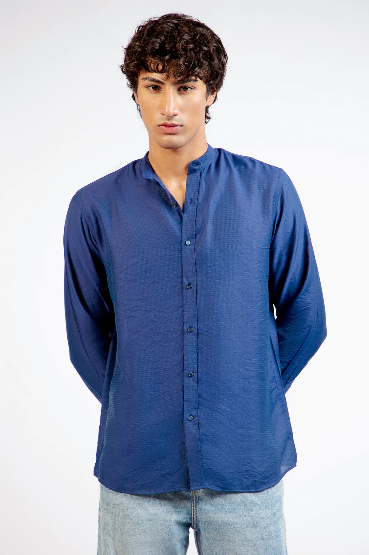 Band Coller Texture Shirt