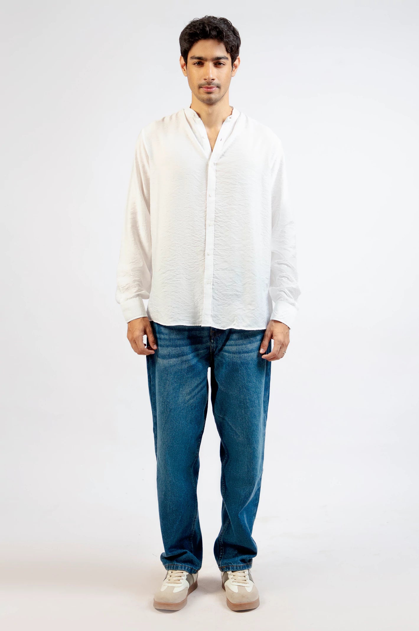 Band Coller Texture Shirt