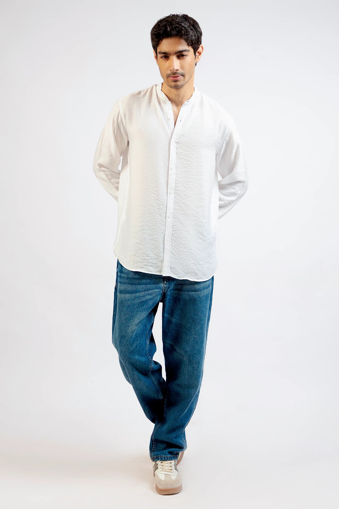 Band Coller Texture Shirt