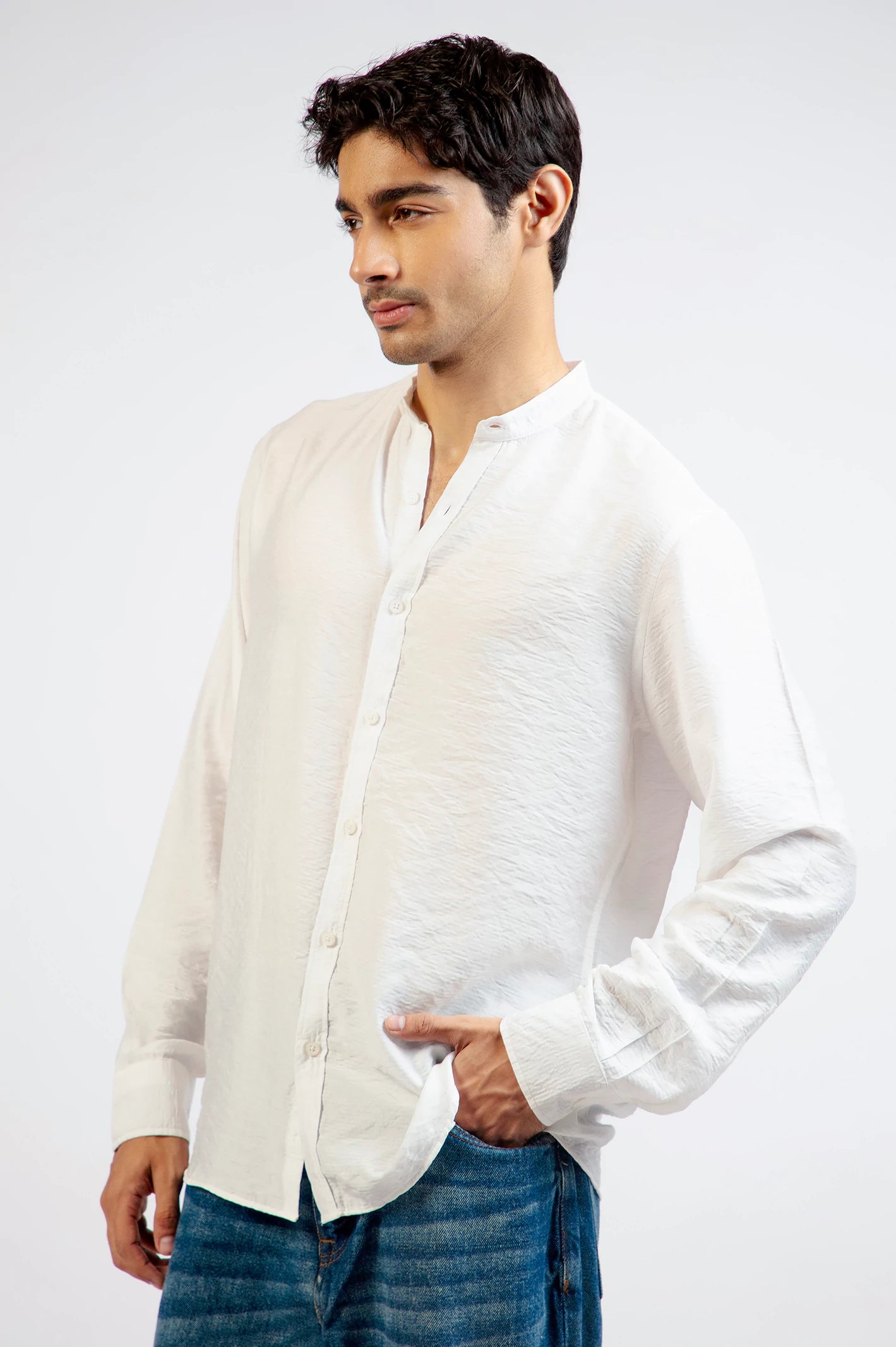 Band Coller Texture Shirt