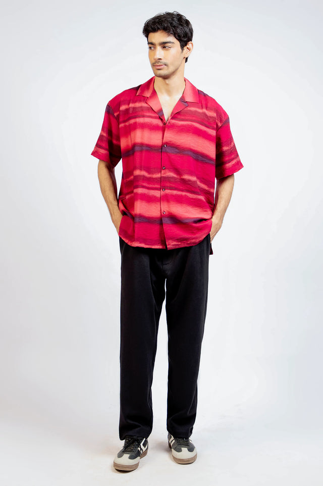 Cuban Collar Printed Shirt