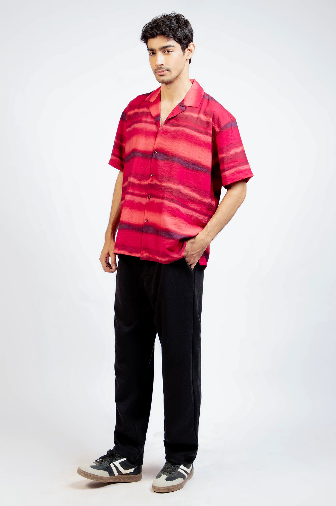 Cuban Collar Half Sleeve Shirt