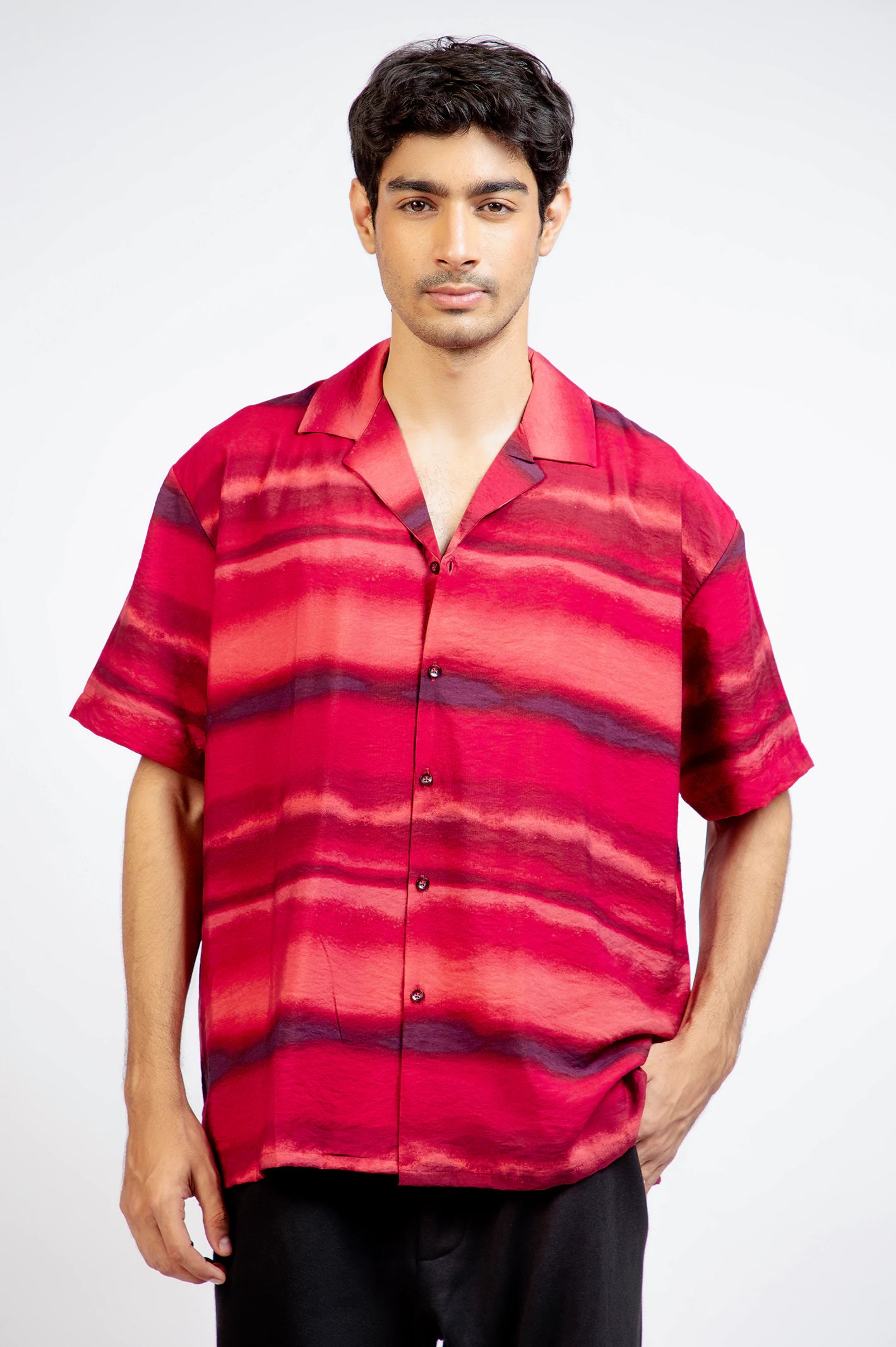 Cuban Collar Half Sleeve Shirt