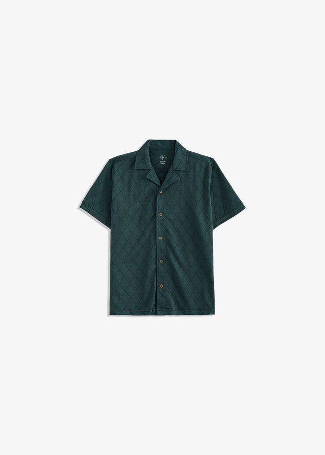 Cuban Collar Textured Shirt