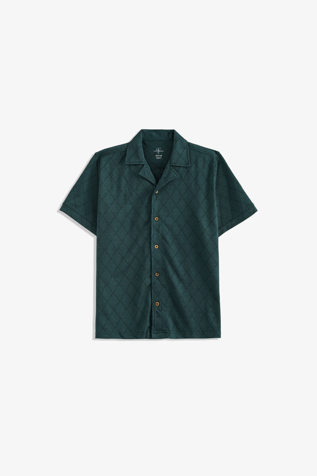 Cuban Collar Textured Shirt