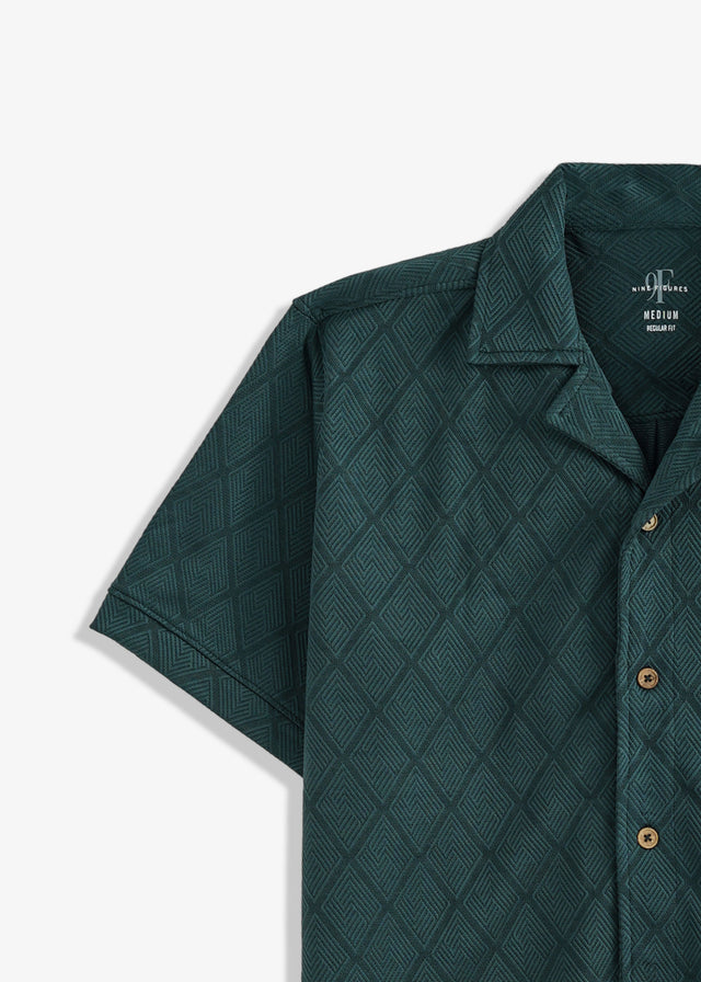 Cuban Collar Textured Shirt