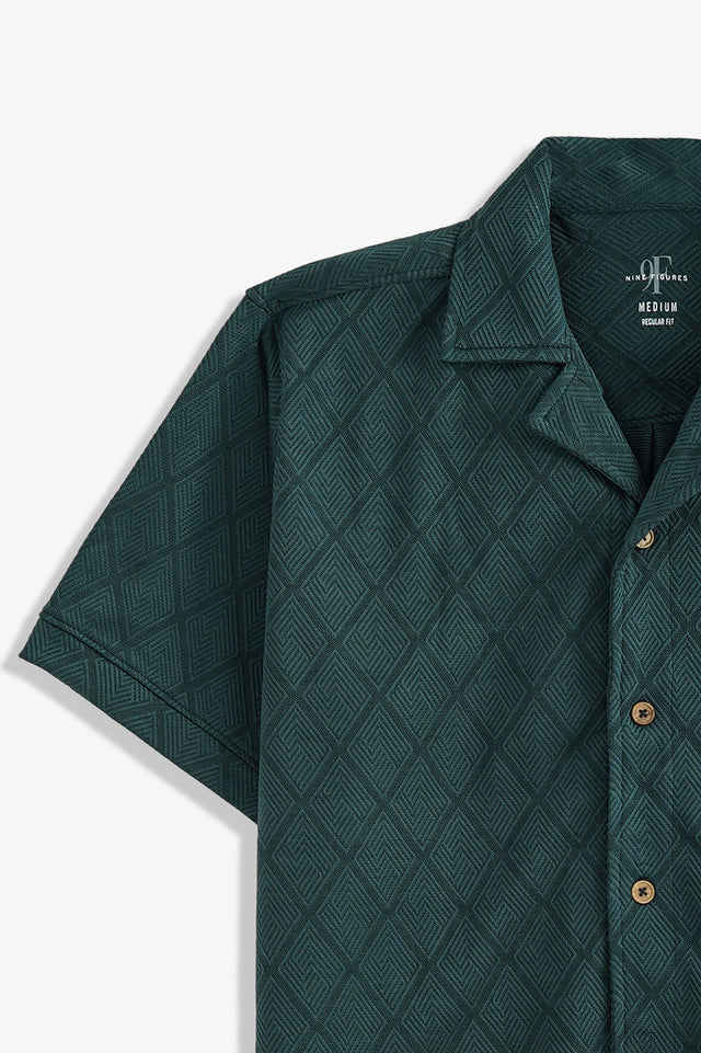 Cuban Collar Textured Shirt