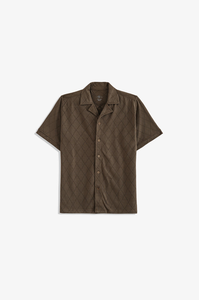 Cuban Collar Textured Shirt