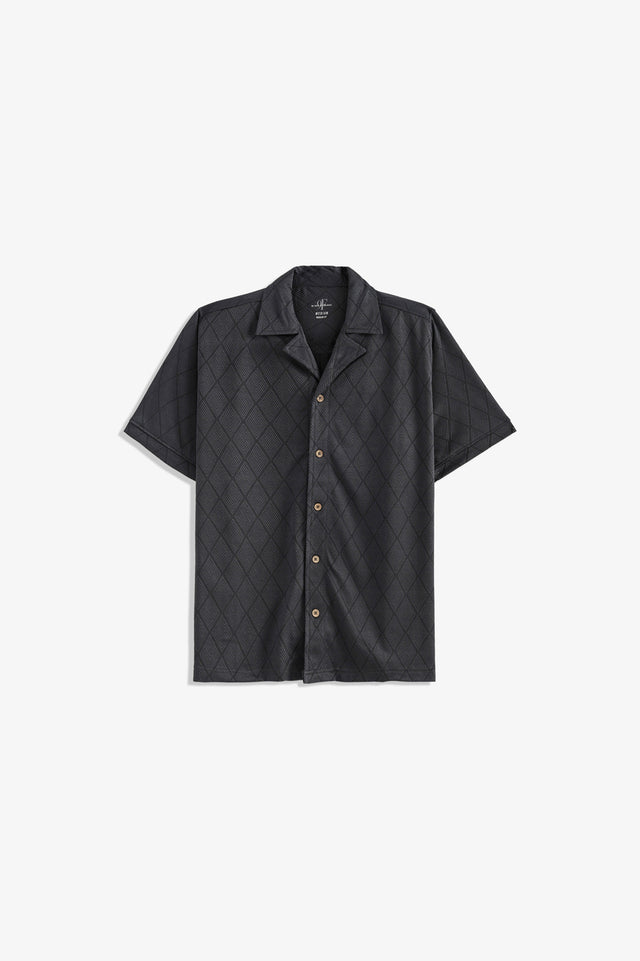 Cuban Collar Textured Shirt