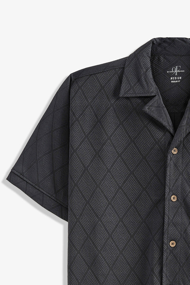 Cuban Collar Textured Shirt
