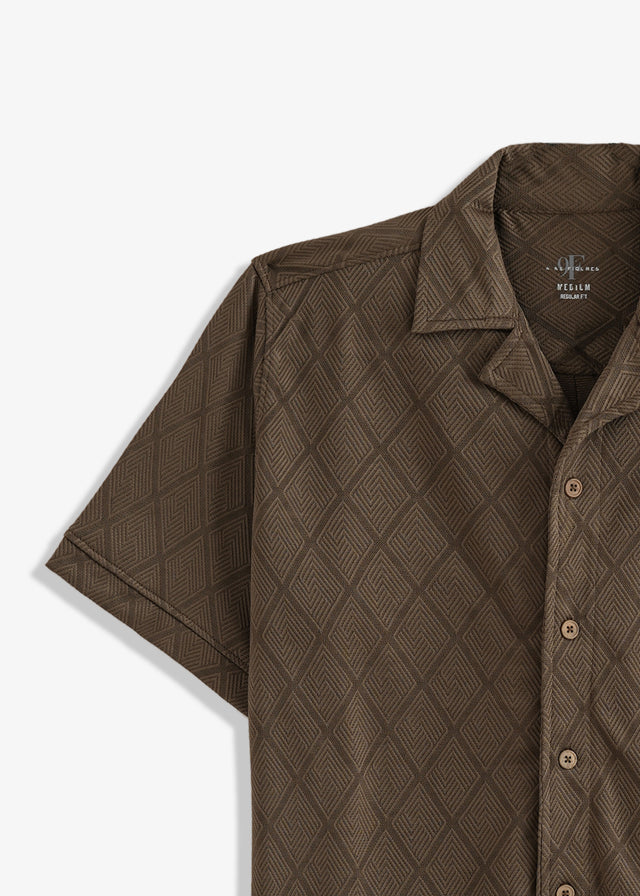 Cuban Collar Textured Shirt