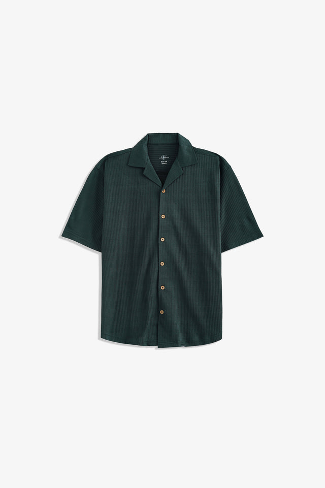 Cuban Collar Textured Shirt