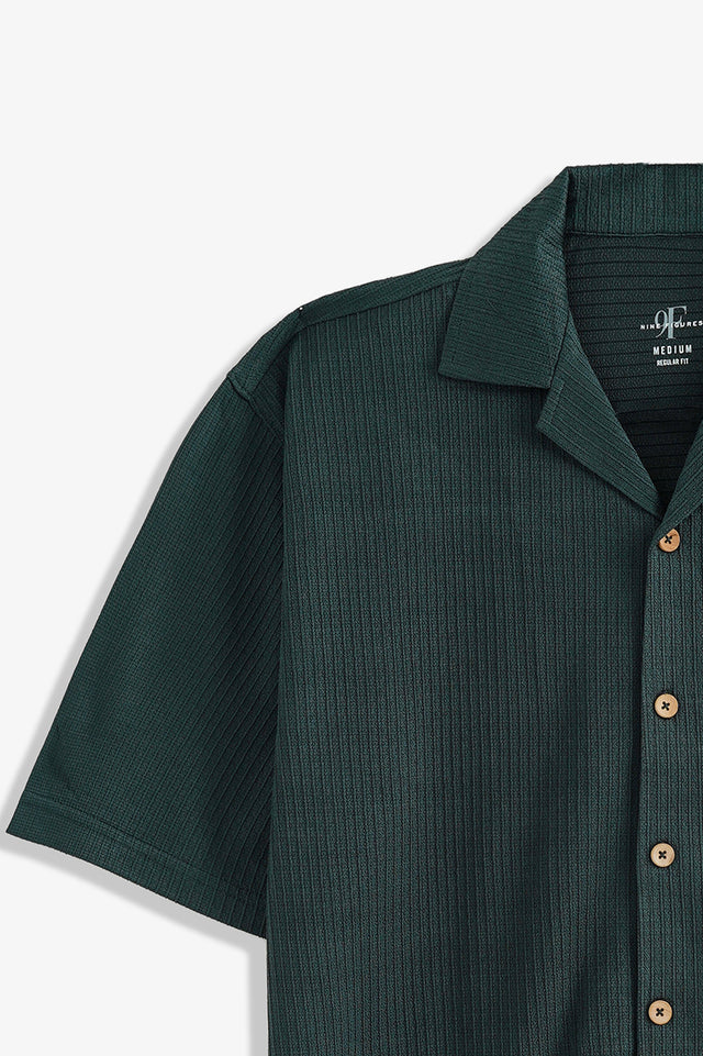 Cuban Collar Textured Shirt