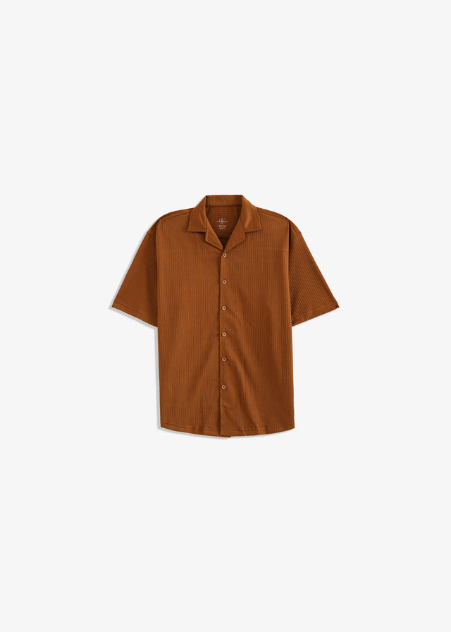 Cuban Collar Textured Shirt