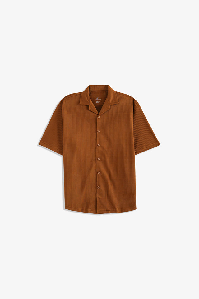 Cuban Collar Textured Shirt