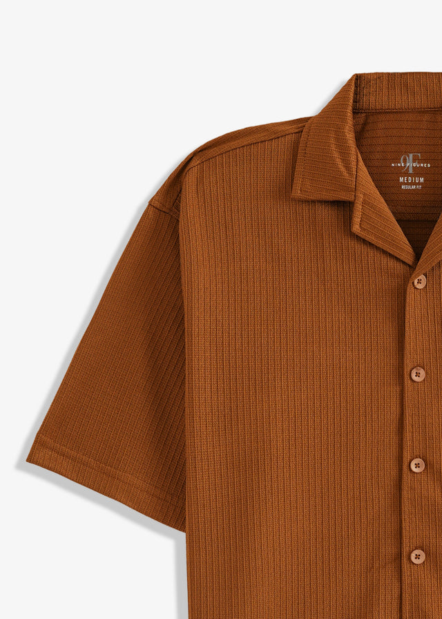 Cuban Collar Textured Shirt