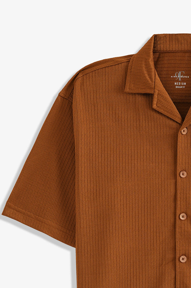 Cuban Collar Textured Shirt