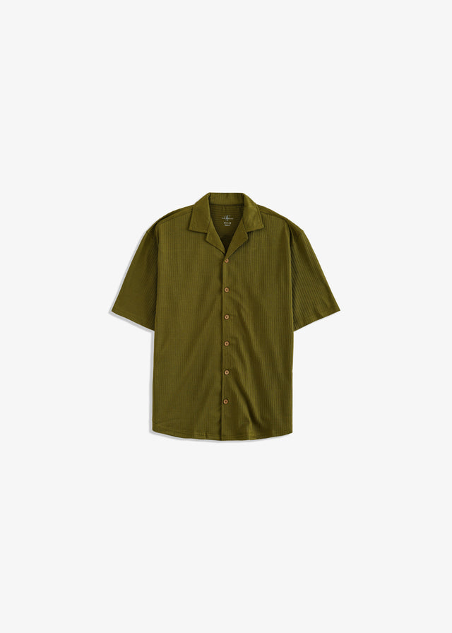 Cuban Collar Textured Shirt