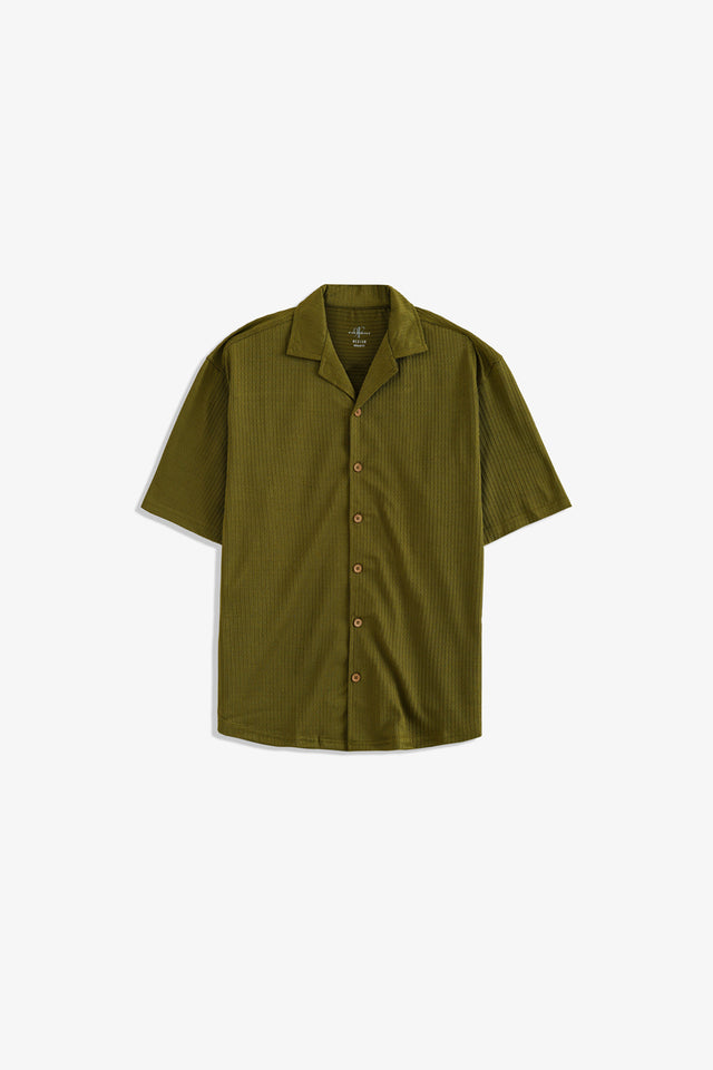 Cuban Collar Textured Shirt