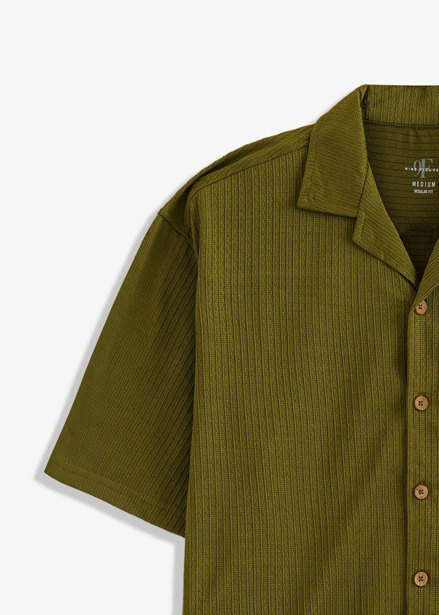 Cuban Collar Textured Shirt
