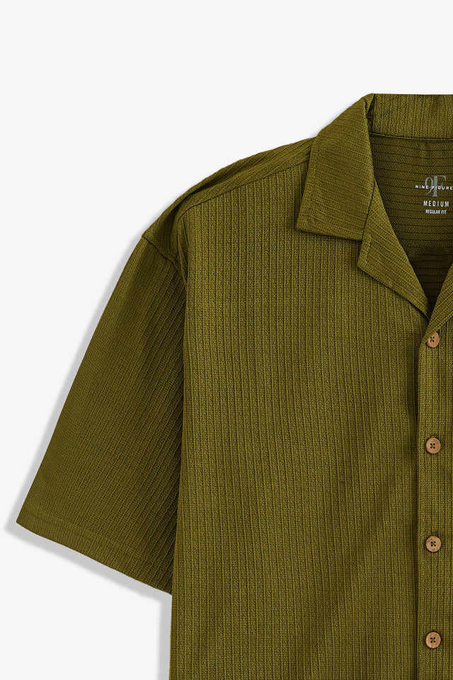 Cuban Collar Textured Shirt