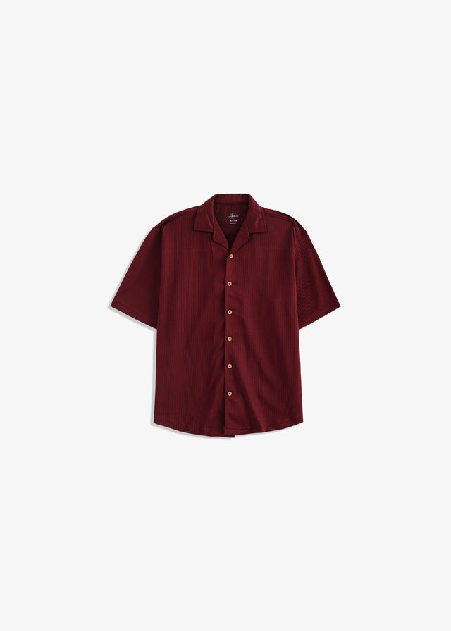Cuban Collar Textured Shirt