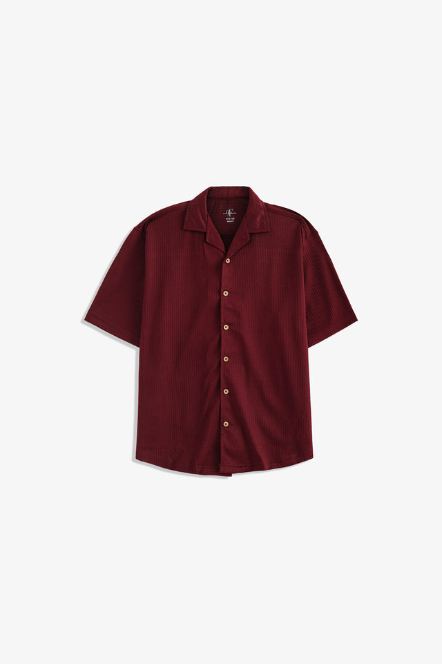 Cuban Collar Textured Shirt