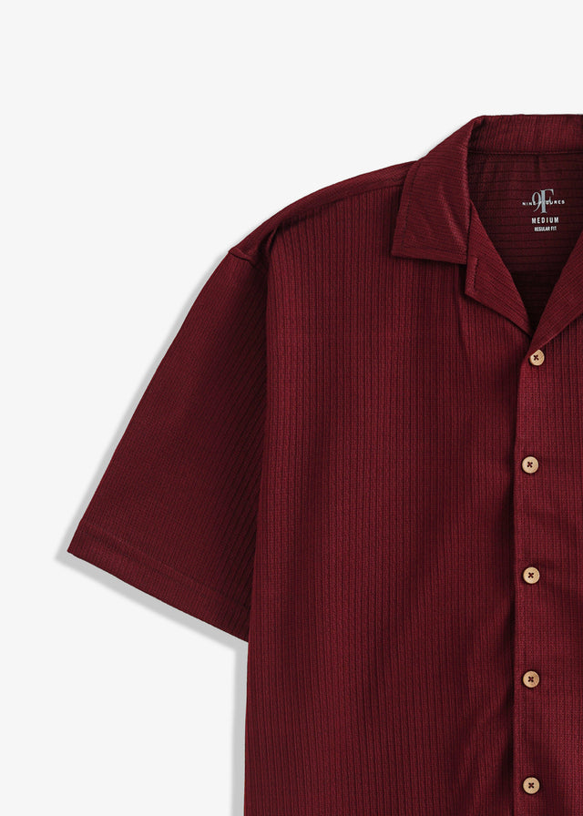 Cuban Collar Textured Shirt