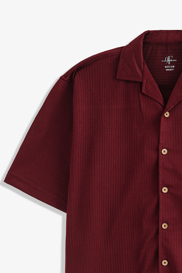 Cuban Collar Textured Shirt