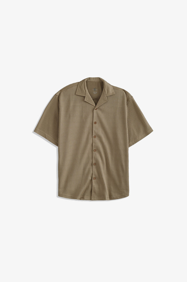 Cuban Collar Textured Shirt