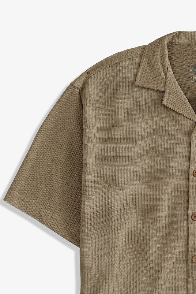 Cuban Collar Textured Shirt
