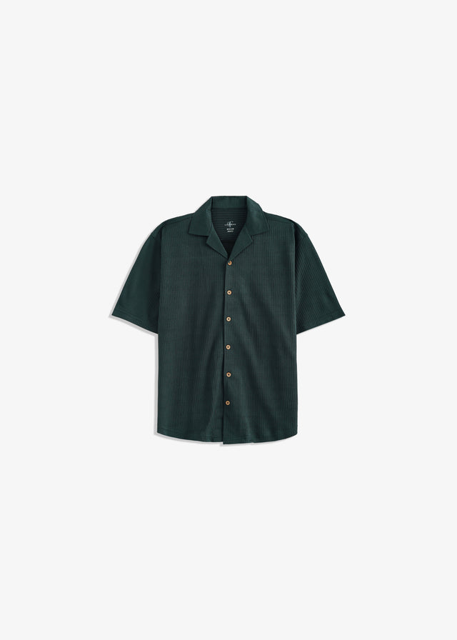 Cuban Collar Textured Shirt