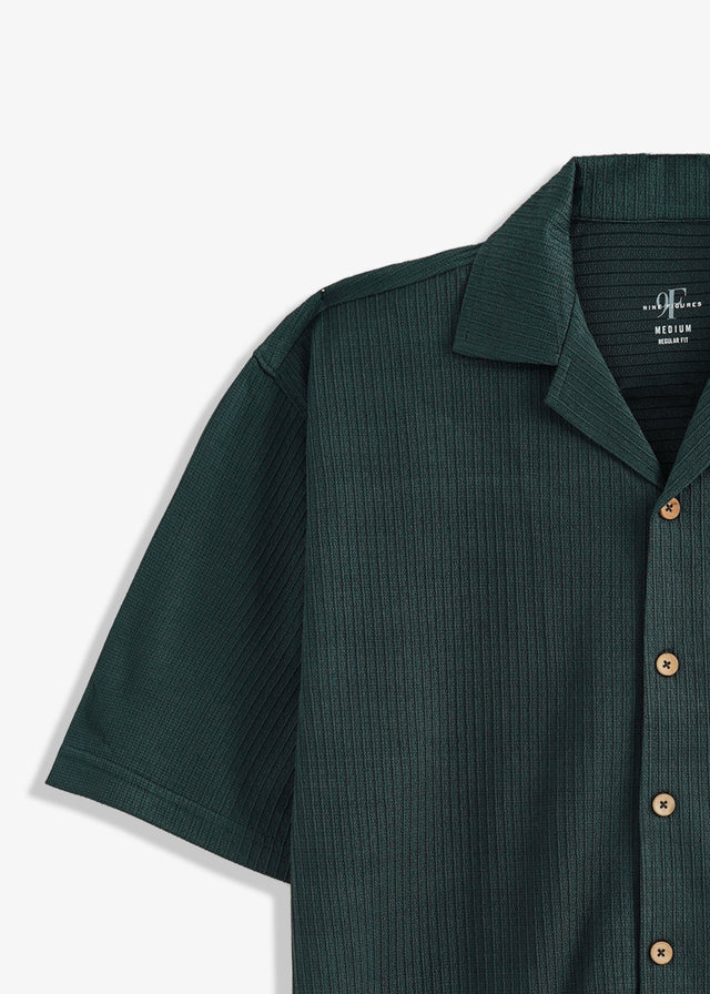 Cuban Collar Textured Shirt