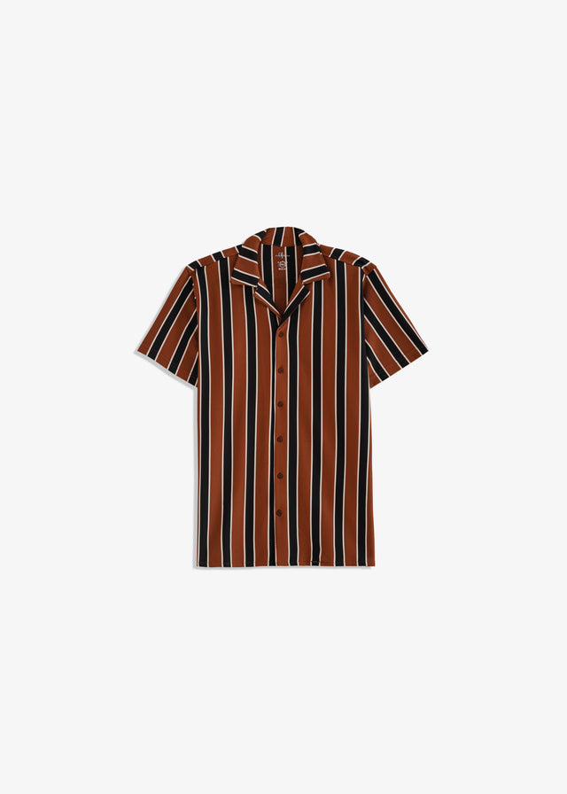 Cuban Collar Striped Shirt