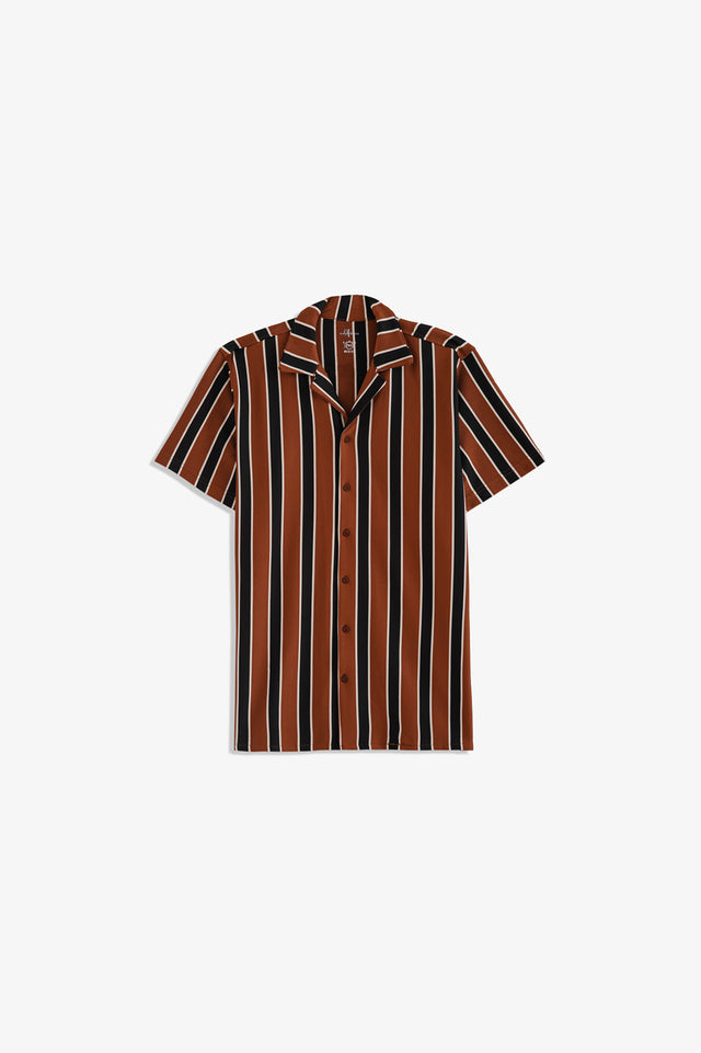 Cuban Collar Striped Shirt