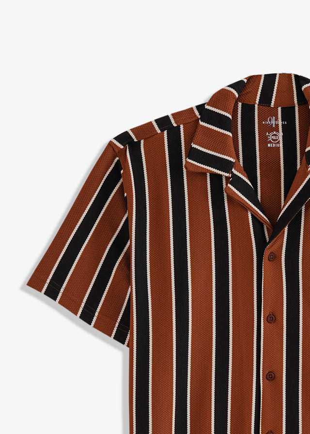 Cuban Collar Striped Shirt