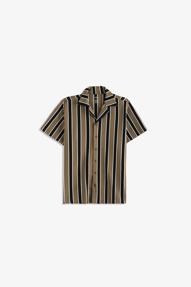 Cuban Collar Striped Shirt