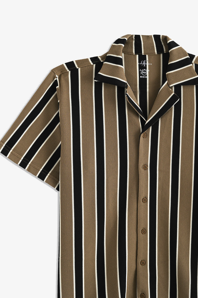 Cuban Collar Striped Shirt