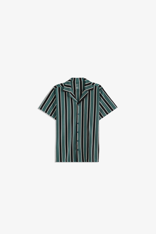 Cuban Collar Striped Shirt