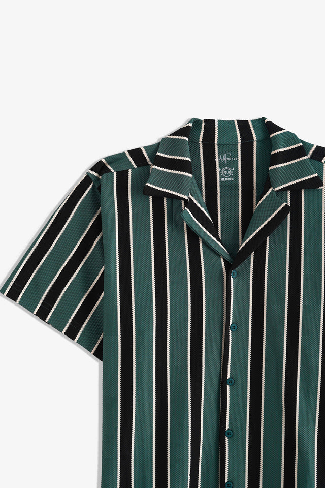 Cuban Collar Striped Shirt