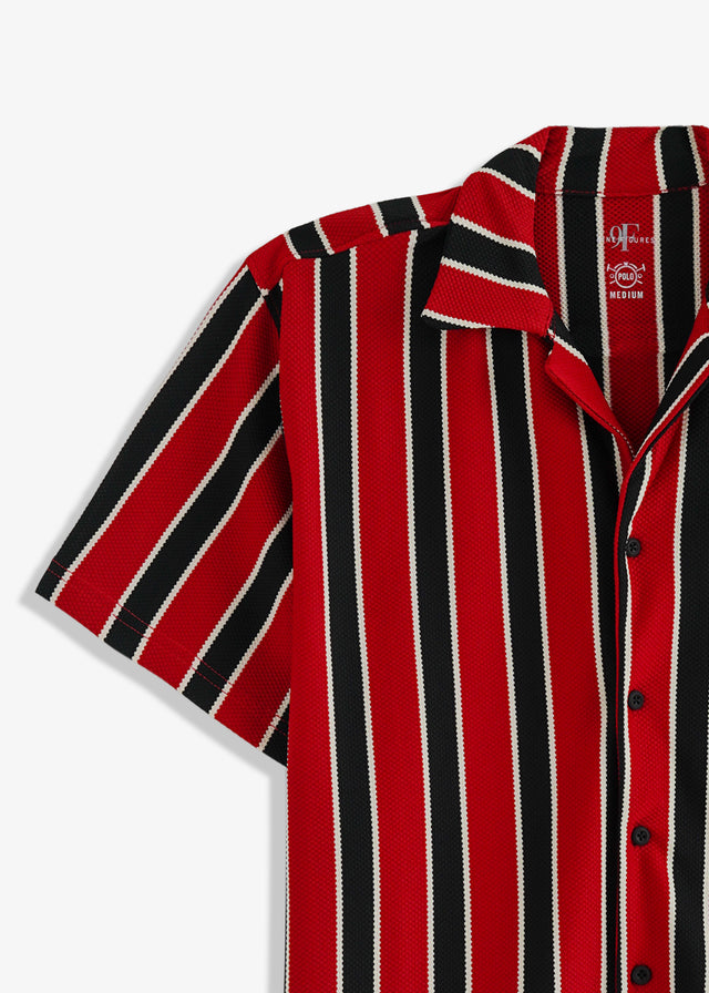 Cuban Collar Striped Shirt