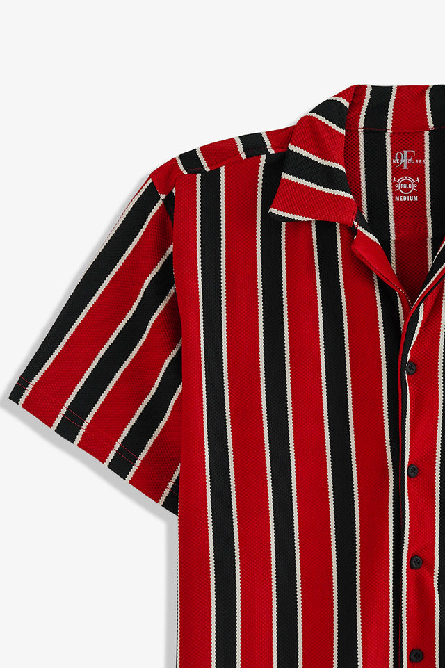 Cuban Collar Striped Shirt