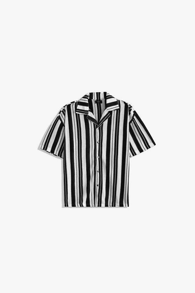 Cuban Collar Striped Shirt