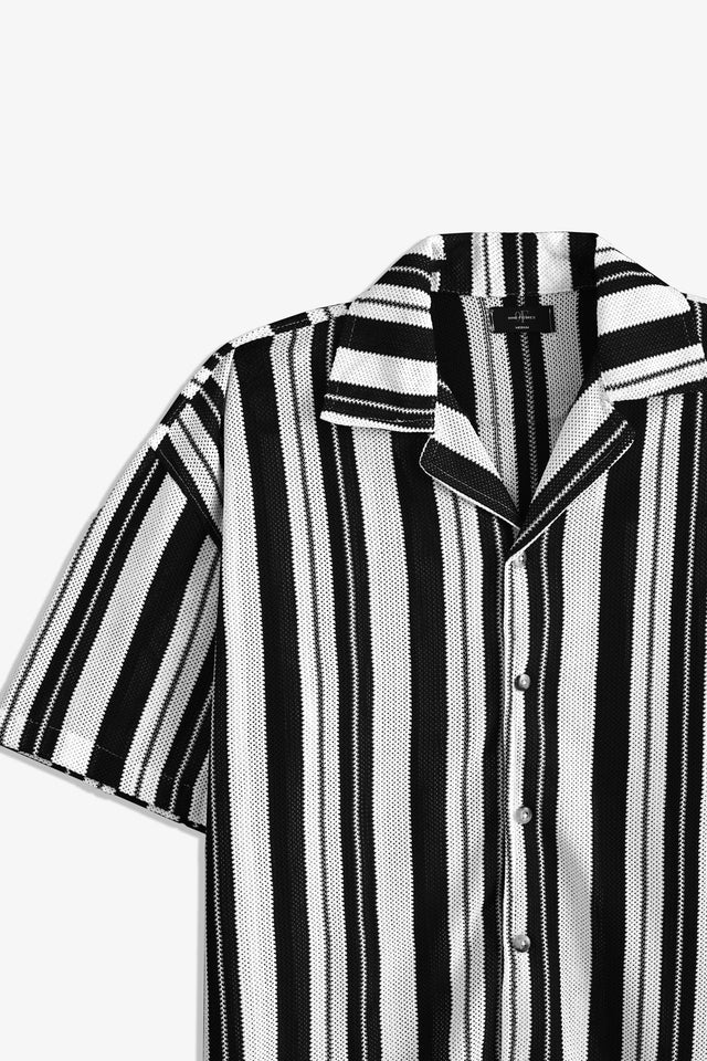 Cuban Collar Striped Shirt
