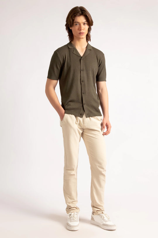 Cuban Collar Knitted Shirt