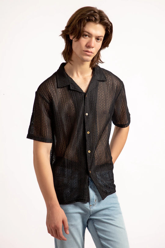 Cuban Collar Textured shirt
