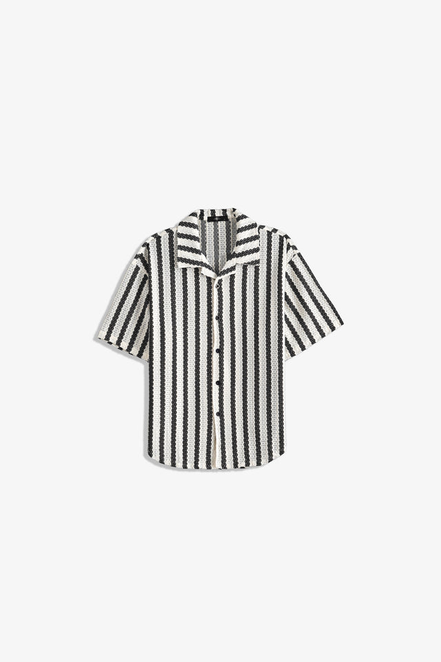 Cuban Collar Textured Shirt