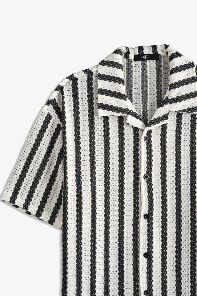 Cuban Collar Textured Shirt