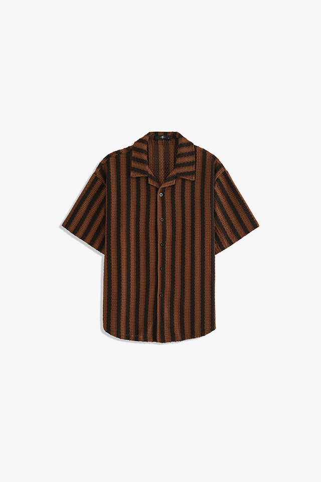 Cuban Collar Textured Shirt